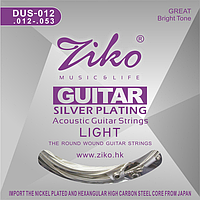 Набор гитарных струн Ziko с серебряным покрытием 012