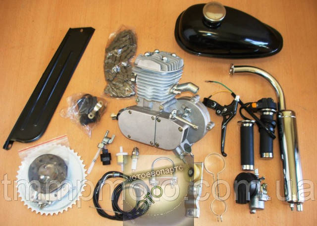 Вело мотор для велосипеда сірого кольору 80куб