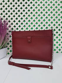 Сумка жіноча "Демі" натуральна шкіра, темний корал під рептилію