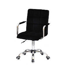 Крісло Augusto Arm CH Office з підлокітниками, чорний велюр на хромованою хрестовиною c колесами