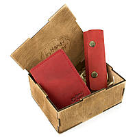 Подарочный набор женский в коробке Handycover №43 (красный) ключница, обложка на ID паспорт