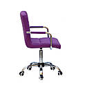 Крісло Augusto Arm CH Office з підлокітниками, пурпурний екокожа хромованою хрестовиною c колесами, фото 2