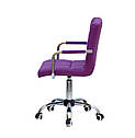 Крісло Augusto Arm CH Office з підлокітниками, пурпурний екокожа хромованою хрестовиною c колесами, фото 3