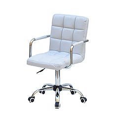 Крісло Augusto Arm CH - Office з підлокітниками, сірий 1008 екокожа хромованою хрестовиною c колесами