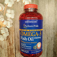 Puritan's pride Omega-3 Fish Oil 1360 mg Triple Strength 240 softgels, 950 мг омеги риб'ячий жир