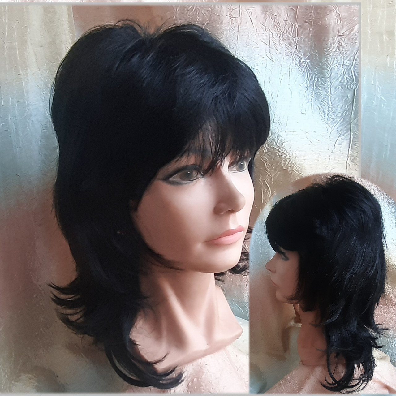 Перука каскад подовжений з канекалона чорний E-3460 -1, фото 1