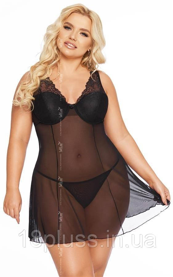Пеньюар Softline 1892 Berta, чорний 3XL