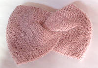 Пов'язка чалма Талви тепла з перлами 54-56, рожева
