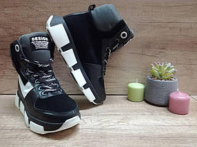 Жіночі демісезонні шкіряні кросівки Bandinelli чорно-білі., фото 2