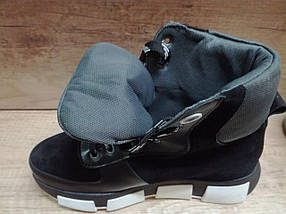 Жіночі демісезонні шкіряні кросівки Bandinelli чорно-білі., фото 3