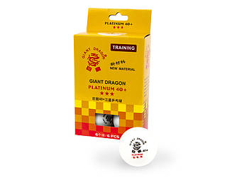 М'ячі для настільного тенісу Giant Dragon Training Platinum 40+ 3зв 6 шт. білі