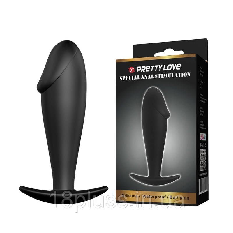 Анальний затор Pretty Love Anal Butt Plug Penis Shaped Black, фото 1