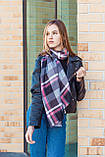 Жіночий великий шарф осінній красивий модний з бавовни в клітку 190*80 см сірого кольору, фото 6