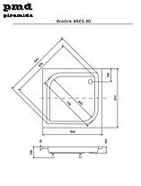 Душовий акриловий піддон квадратний ARES 80х80х25 BESCO PMD PIRAMIDA з ніжками, фото 3