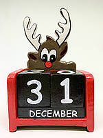 Календарь деревянный настольный Рождественский Олень 15см*10см