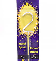 Бенгальські свічки - цифри торт "2", висота - 16.5 см, колір - срібло