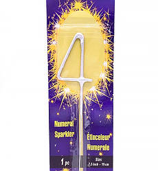 Бенгальські свічки - цифри торт "4", висота - 16.5 см, колір - срібло