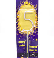 Бенгальські свічки - цифри торт "5", висота - 16.5 см, колір - срібло