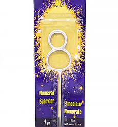 Бенгальські свічки - цифри торт "8", висота - 16.5 см, колір - срібло