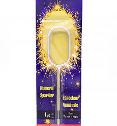 Бенгальські свічки - цифри в торт "0", висота - 16.5 см, колір - срібло