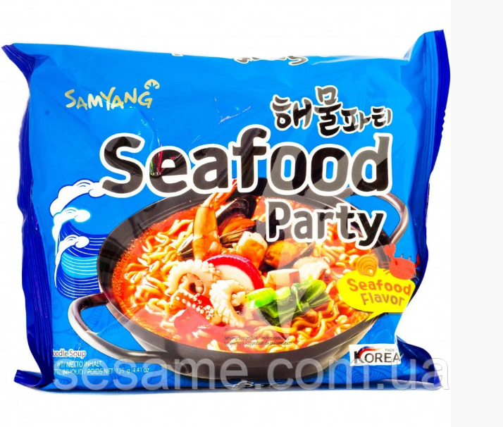 Корейська локшина з морепродуктами Samyang Seafood Party 120g (Корея)