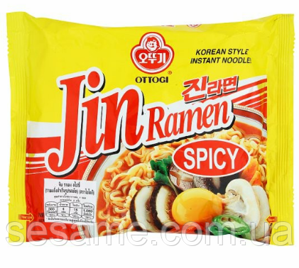 Корейська локшина Рамен Jin Ramen Spicy Ottogi зі смаком грибів Відтоги 120g