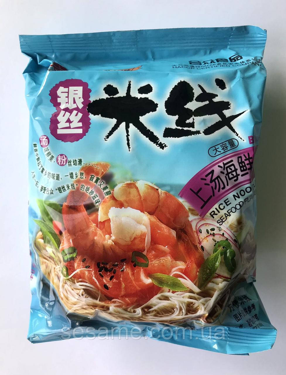 Рисова локшина Hezhong Rice Noodle Saefood Flavor зі смаком морепродуктів 105г