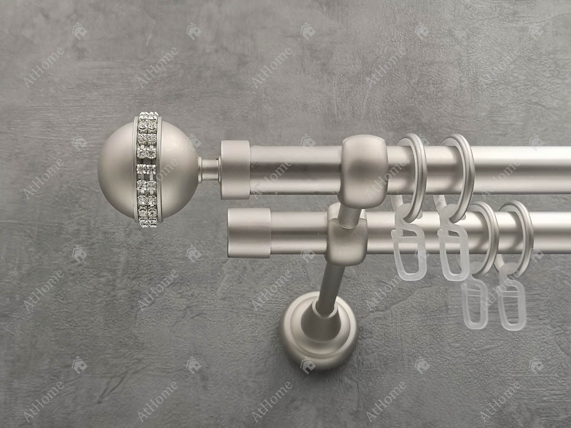 Карниз Quadrum Авея 200 см подвійний Сатин відкритий 19/19 мм гладка (кільця з гачками), фото 1