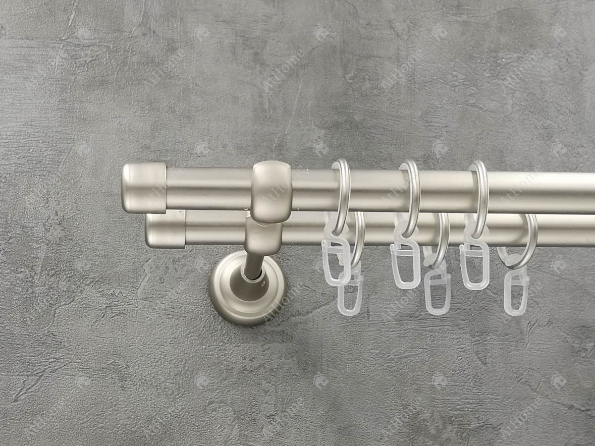 Карниз Quadrum Заглушка 200 см подвійний Сатин відкритий 19/19 мм гладка (кільця з гачками), фото 1