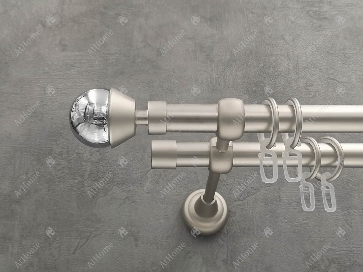 Карниз Quadrum Мельба 160 см подвійний Сатин відкритий 19/19 мм гладка (кільця з гачками), фото 1