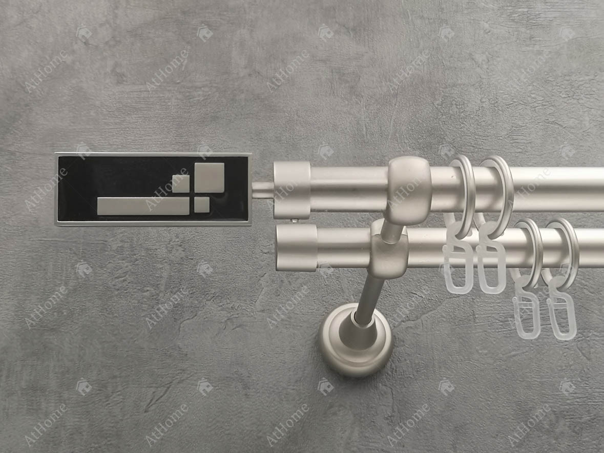 Карниз Quadrum Терра 200 см подвійний Сатин відкритий 19/19 мм гладка (кільця з гачками), фото 1