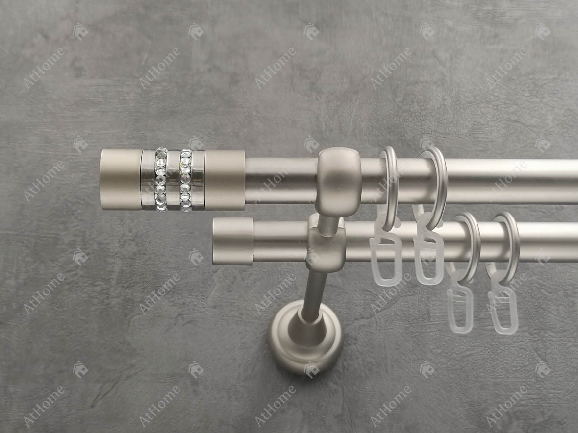 Карниз Quadrum Енігма 300 см подвійний Сатин відкритий 19/19 мм гладка (кільця з гачками), фото 1