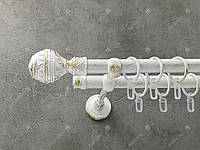 Карниз Quadrum Арабеска 200 см двойной Белое - Золото открытый 19/19 мм гладкая (кольца с крючками)