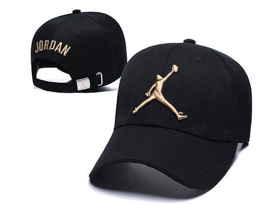 Кепка Бейсболка Jordan Джордан чорна із золотим лого, фото 1