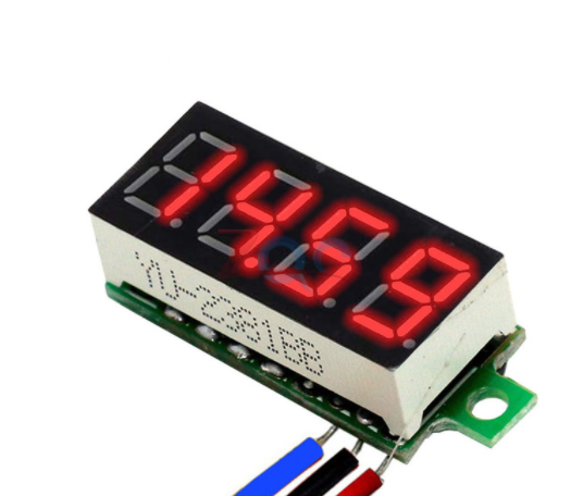 Цифровий Вольтметр DC 0-100V червоний з рухомою комою, 4-розрядний без корпусу, фото 1