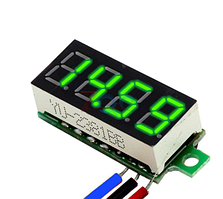Цифровий Вольтметр DC 0-100V зелений з рухомою комою, 4-рядний без корпусу