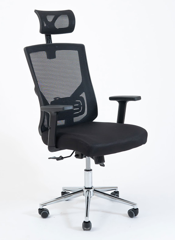 Крісло офісне Роджер хром механізм Anyfix спинка сітка Чорна (Richman ТМ)