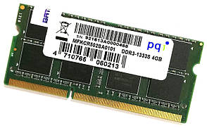 Оперативная память для ноутбука PQI SODIMM DDR3 4Gb 1333MHz 10600s 2R8 CL9 (MFKCR502SA0101) Б/У
