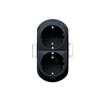Розетка 2-а з заземл., Aling-Conel EON (чорний) E604.E1