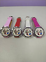 Детские наручные часы для для девочек с рисунком два микки маусса малиновый