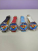 Наручные детские часы для для мальчиков с рисунком значок супер мэн красный