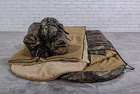 Тактичний спальний мішок 2 в 1 на хутрі (до -25) спальник туристичний для походу, для холодної погоди!