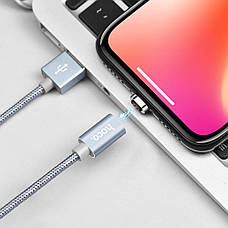 USB кабель магнитный Hoco U40A 1m Lightning серый, фото 2