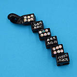 Шпилька для волосся банан чорний пластик сірі й АВ стрази, фото 2