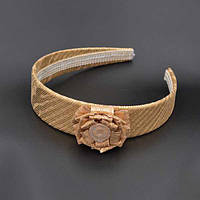 Обруч для волосся каучук тканина квітка золотисті та сріблясті смуги