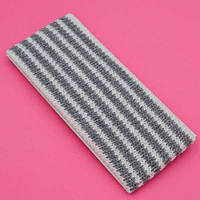 Пов'язка для волосся 8 см в'язана біла з кольоровими смугами люрекс