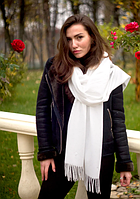 Теплый кашемировый шарф палантин Салли 185*70 см белый