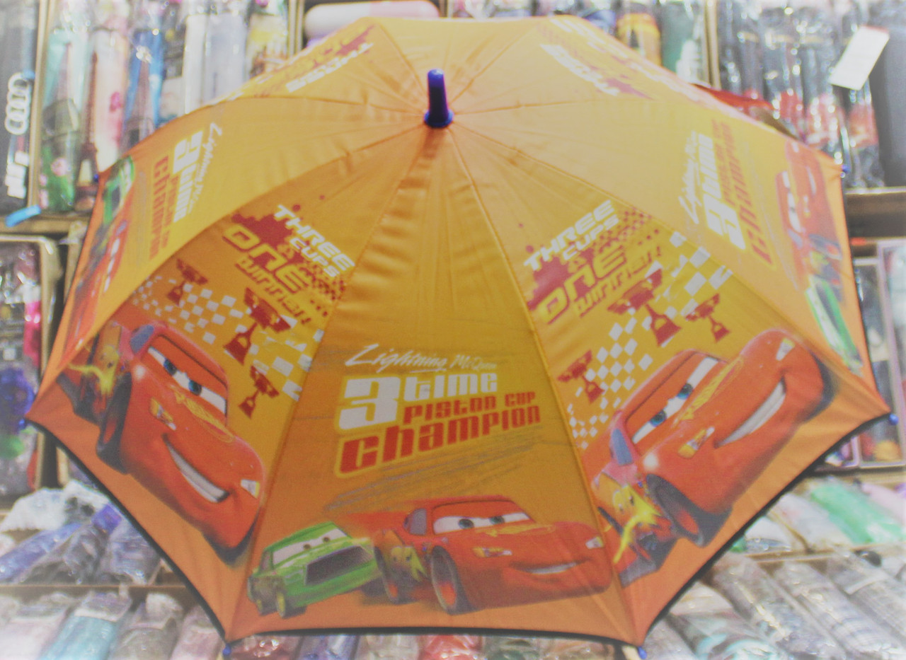 Зонт детский трость полуавтомат тканевый Cars Тачка маквин 090 оранжевый - фото 1 - id-p566680573