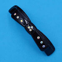 Шпилька для волосся автомат метал чорний пластик АВ стрази