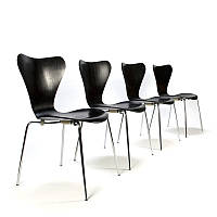 Чорний стілець з пластиковим фігурним сидінням і хромованими ніжками Max Metal-2 - CH